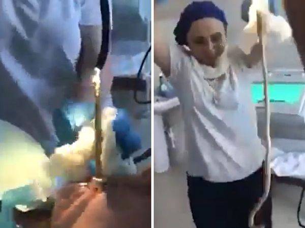 A equipe do hospital realizou a operação na mulher para tirar a cobra da boca