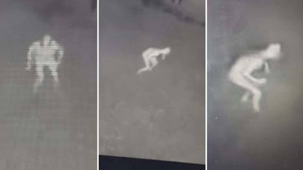 Câmera de segurança registra uma aterrorizante criatura humanóide na entrada de uma casa nos EUA.