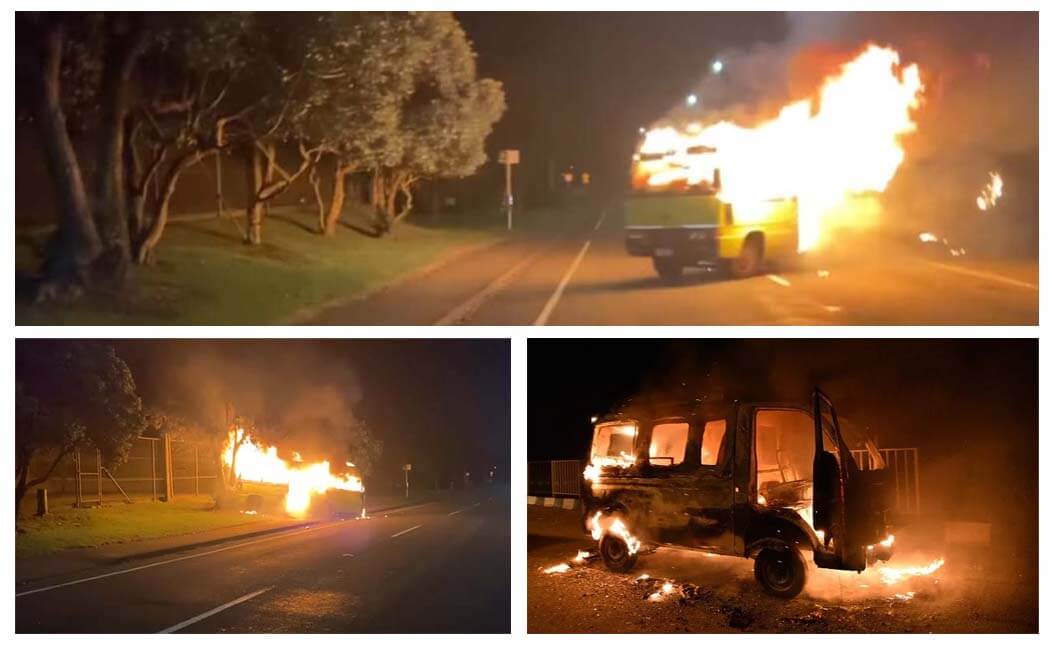 Um fantasma dirige um ônibus em chamas por uma estrada na Nova Zelândia.