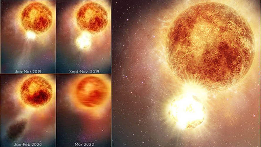 Enorme explosão desprende uma parte da estrela Betelgeuse e a escurece