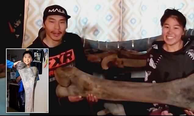 Casal caminhando após tempestade no Alasca descobre osso de mamute gigante que pode valer muito
