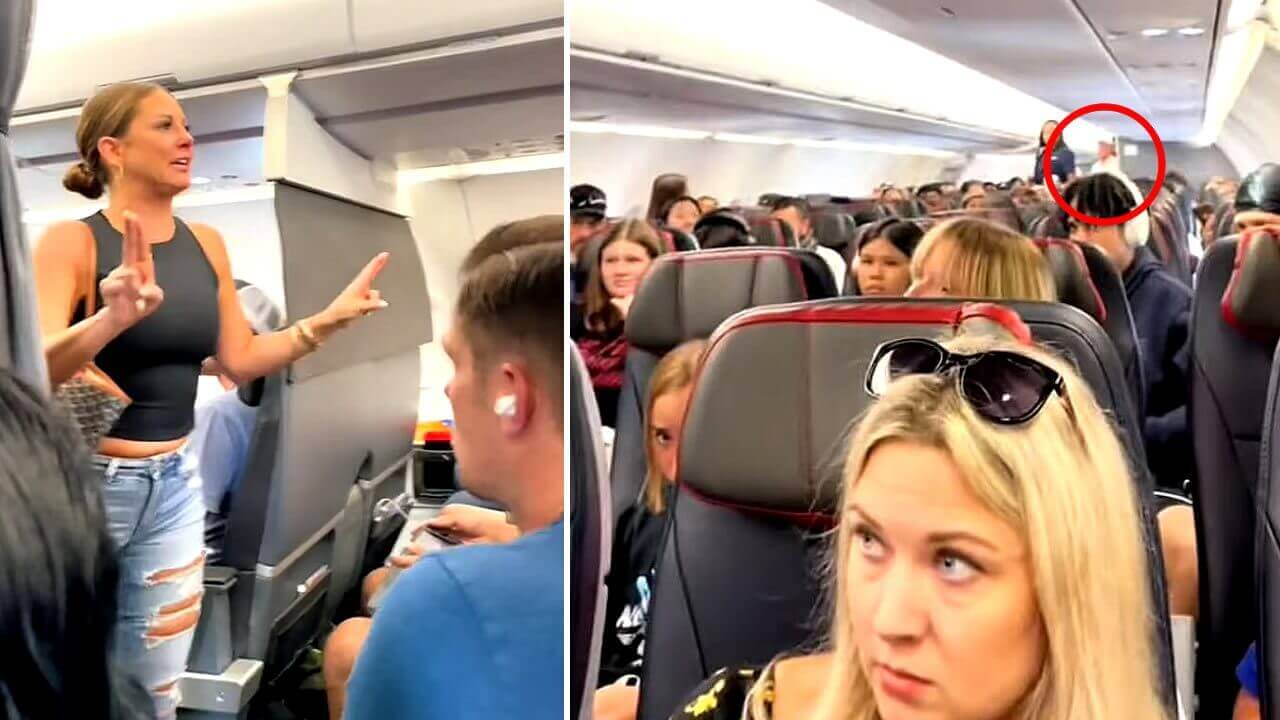 Uma mulher foi filmada enquanto estava em um avião protagonizando uma cena constrangedora e inusitada em um voo