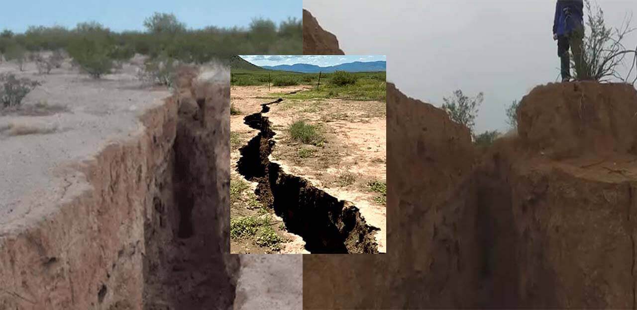 As fissuras atingem vários quilómetros de comprimento.