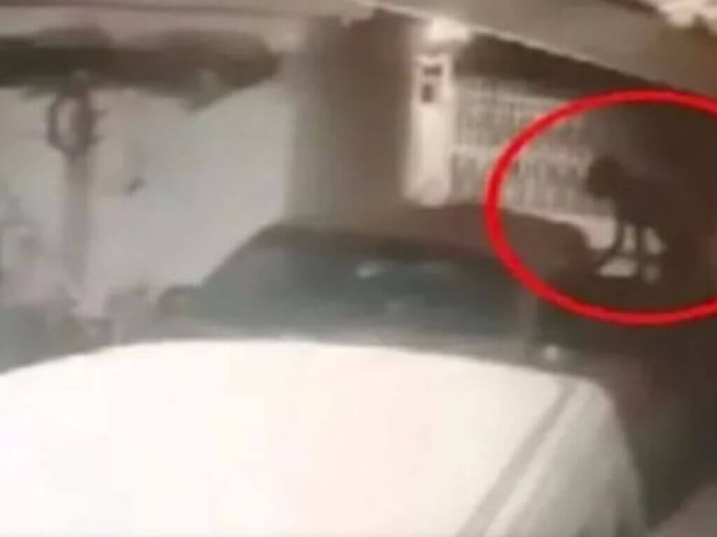 Suposto lobisomem capturado por câmera de vigilância no México.