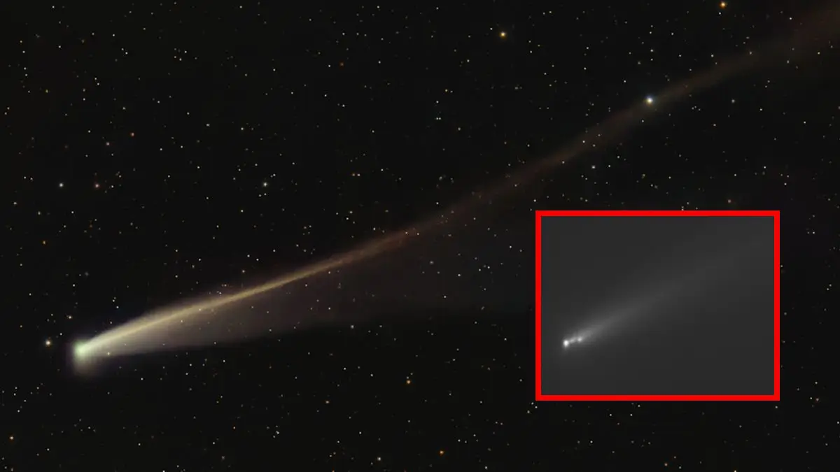 Uma foto recente de C-2025 K1 (ATLAS) mostra que ele desenvolveu um brilho dourado após passar pelo ponto mais próximo do Sol.