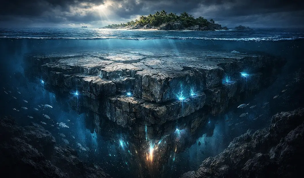 Uma espessa camada de rocha com mais de 19 quilômetros de extensão pode explicar por que as Bermudas parecem flutuar sobre o oceano circundante.