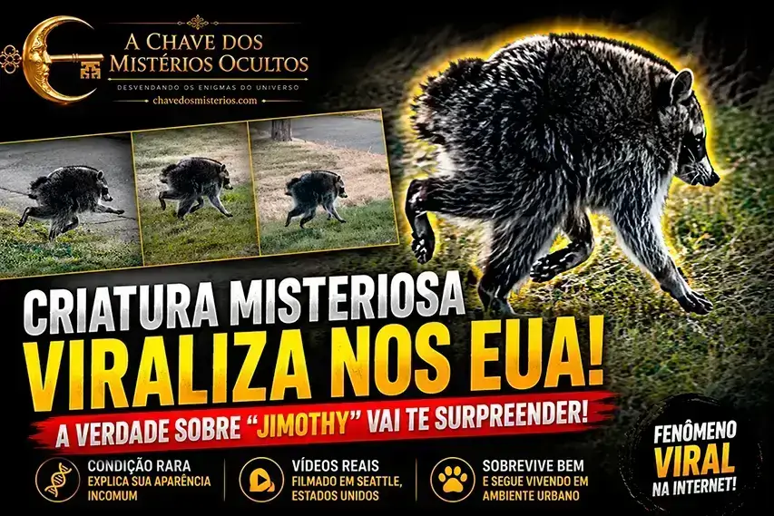 Jimothy, o guaxinim de aparência incomum que viralizou nos Estados Unidos devido a uma rara condição congênita.
